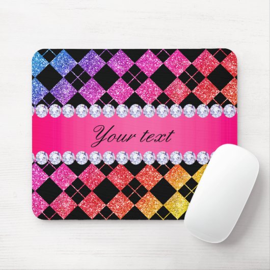 Imitat-Regenbogen-NeonGlitzer-Diamant-Schwarzes Mousepad (Mit Mouse)