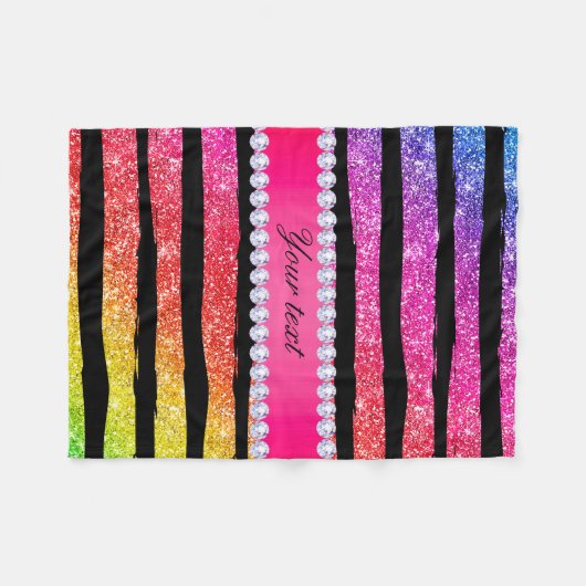 Imitat-Regenbogen-NeonGlitzer Stripes Fleecedecke (Vorderseite (Horizontal))