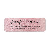 Imitat Rosa Glitzer Rücksendeadresse (Vorne)