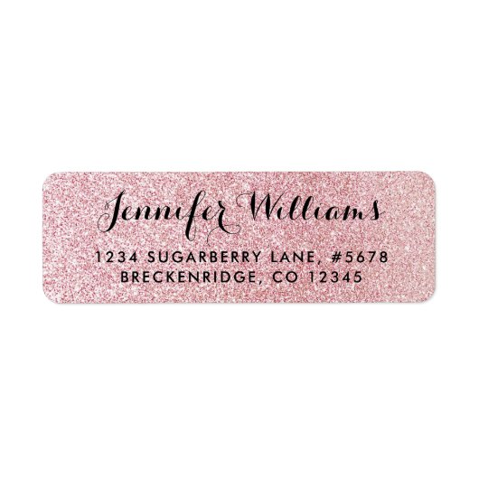 Imitat Rosa Glitzer Rücksendeadresse (Vorne)
