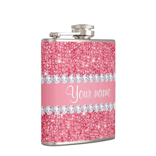 Imitat-rosa Sequins und Diamanten Flachmann (Rechts)