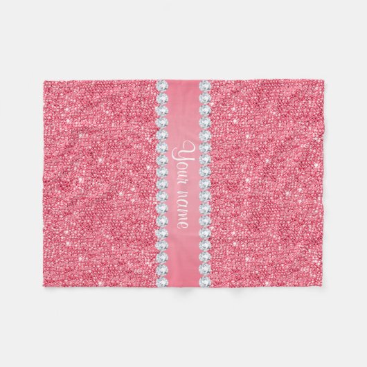 Imitat-rosa Sequins und Diamanten Fleecedecke (Vorderseite (Horizontal))