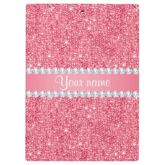 Imitat-rosa Sequins und Diamanten Klemmbrett (Rückseite)