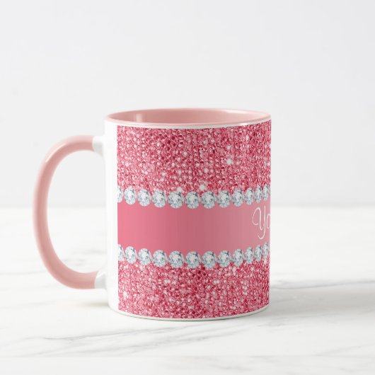 Imitat-rosa Sequins und Diamanten Tasse (Links)