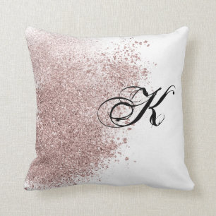 Imitat Rose Gold Glitzer Monogramm Pilze Kissen
