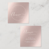 Imitat Rose Goldfolie leuchtend Weibliche Künstler Quadratische Visitenkarte (Vorne/Hinten)