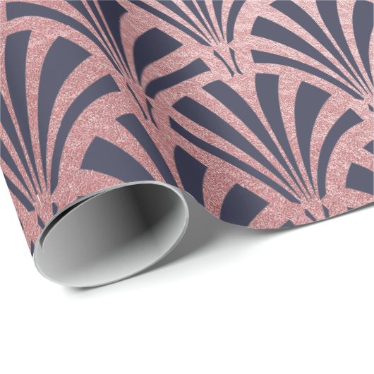 Imitat-Rosen-Gold auf blauen Geschenkpapier (Rolleneckpunkt)