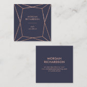 Imitat-Rosen-Gold geometrisch auf Mitternachtsblau Quadratische Visitenkarte (Vorne/Hinten)