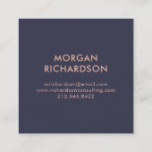 Imitat-Rosen-Gold geometrisch auf Mitternachtsblau Quadratische Visitenkarte (Rückseite)