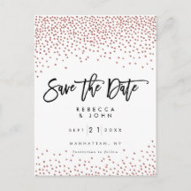 Imitat-Rosen-Goldconfetti, der Save the Date Karte