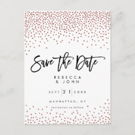 Imitat-Rosen-Goldconfetti, der Save the Date Karte