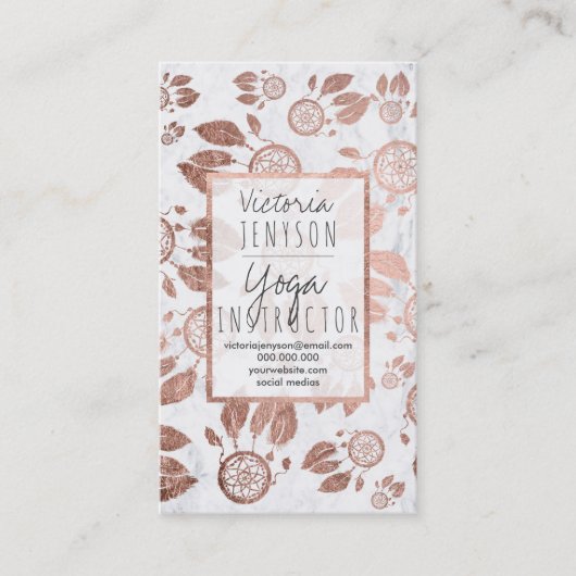 Imitat-Rosen-Golddreamcatcher versieht Marmoryoga Visitenkarte (Vorderseite)