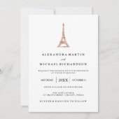 Imitat-Rosen-Goldelegante Eiffel-Turm-Hochzeit Einladung (Vorderseite)