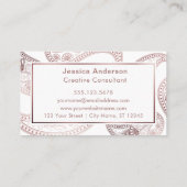 Imitat-Rosen-Goldfolien-Paisley-Muster auf Weiß Visitenkarte (Rückseite)