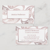 Imitat-Rosen-Goldfolien-Paisley-Muster auf Weiß Visitenkarte (Vorne/Hinten)