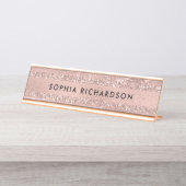 Imitat-Rosen-GoldGlitzer-Blick Schreibtischnamensplakette (Vorderseite )