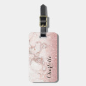 Imitat-Rosen-GoldGlitzer weißes MarmorOmbre Gepäckanhänger (Vorderseite vertikal)