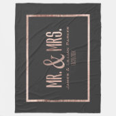 Imitat-Rosen-Goldherr und Frau Monogram Wedding Fleecedecke (Vorderseite)