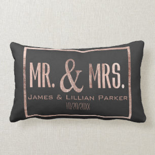 Imitat-Rosen-Goldherr und Frau Monogram Wedding Lendenkissen