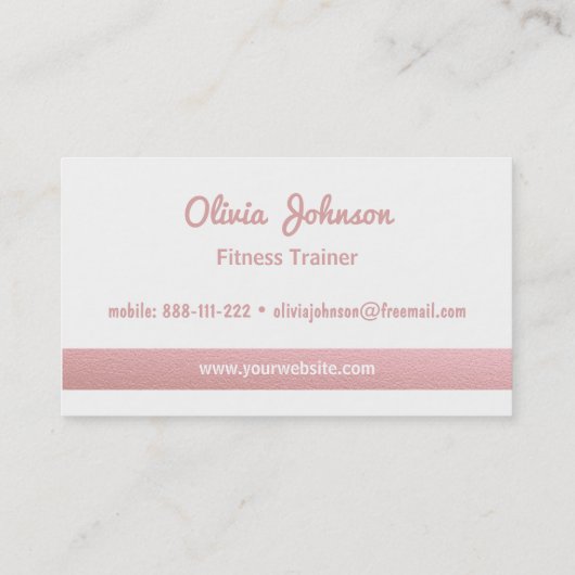 Imitat-Rosen-Goldweibliche Fitness-persönlicher Visitenkarte (Rückseite)