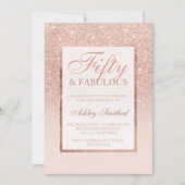 Imitat-RosengoldGlitter eleganter Chic 50 Einladung (Vorderseite)