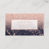 Imitat-RosengoldGlitter-Marineblau-Marmormake-up Visitenkarte (Rückseite)