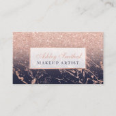 Imitat-RosengoldGlitter-Marineblau-Marmormake-up Visitenkarte (Vorderseite)