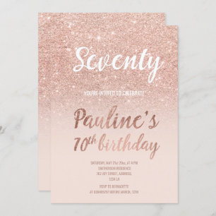 Imitat-RosengoldGlitter ombre 70. Geburtstag Einladung