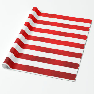 Imitat Rote weiße horizontale Streifen "Candy Stri Geschenkpapier