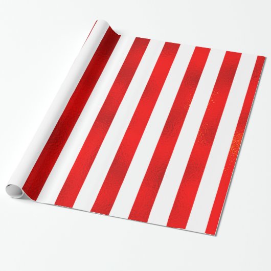 Imitat Rote weiße vertikale Streifen "Candy Stripe Geschenkpapier (Ungerollt)