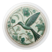 Imitat Sage & Minze Relief Art Nouveau Hummingbird Keramikknauf (Vorderseite)