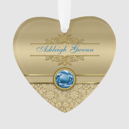 Imitat-Saphir-blauer Edelstein-metallischer Ornament (Vorderseite)