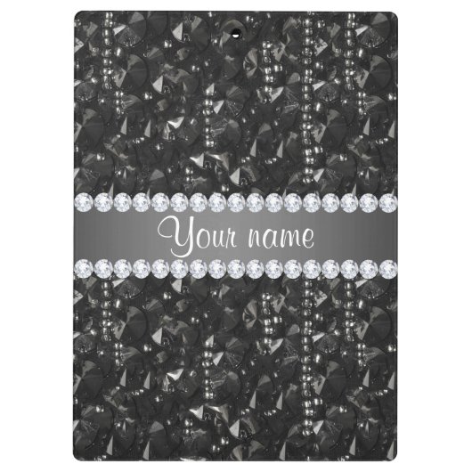 Imitat-schwarze Sequins und Diamanten Klemmbrett (Rückseite)