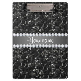 Imitat-schwarze Sequins und Diamanten Klemmbrett