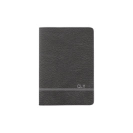 Imitat Schwarzes Leder Monogramm Leichtgrau Bar Passhülle