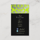 Imitat silber barocker Damast fluoreszierend grün/ Visitenkarte (Rückseite)
