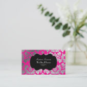 Imitat silber Barockmuschel-/DJ-Farben Rosa+Schwar Visitenkarte (Stehend Vorderseite)