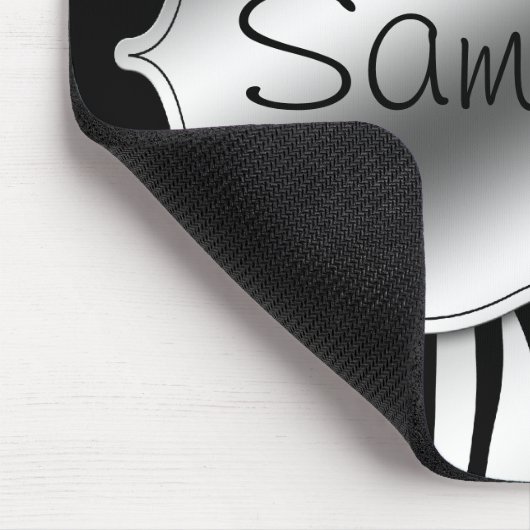 Imitat-Silber und schwarzer Zebra personalisiert Mousepad (Ecke)