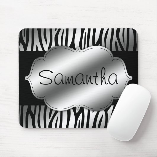 Imitat-Silber und schwarzer Zebra personalisiert Mousepad (Mit Mouse)
