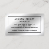 Imitat Silberfolienkleidung gefährdet Mode-Stylist Visitenkarte (Rückseite)