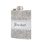 Imitat-silberne Sequins und Diamanten Flachmann (Links)