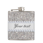 Imitat-silberne Sequins und Diamanten Flachmann (Vorderseite)