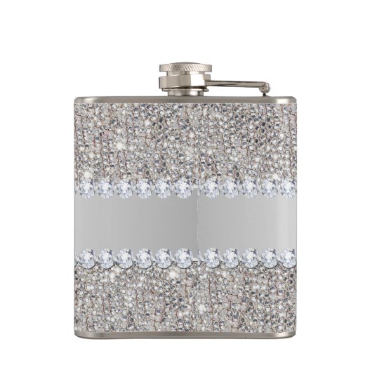 Imitat-silberne Sequins und Diamanten Flachmann (Rückseite)