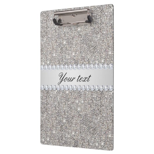 Imitat-silberne Sequins und Diamanten Klemmbrett (Links)