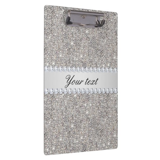 Imitat-silberne Sequins und Diamanten Klemmbrett (Rechts)
