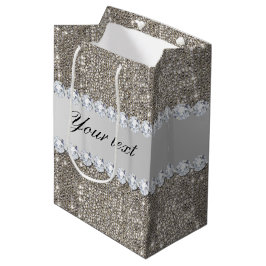Imitat-silberne Sequins und Diamanten Mittlere Geschenktüte