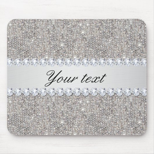 Imitat-silberne Sequins und Diamanten Mousepad (Vorne)