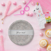 Imitat-silberne Sequins und Diamanten Pappteller (Party)