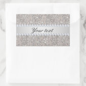 Imitat-silberne Sequins und Diamanten Rechteckiger Aufkleber (Tasche)