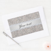 Imitat-silberne Sequins und Diamanten Rechteckiger Aufkleber (Umschlag)